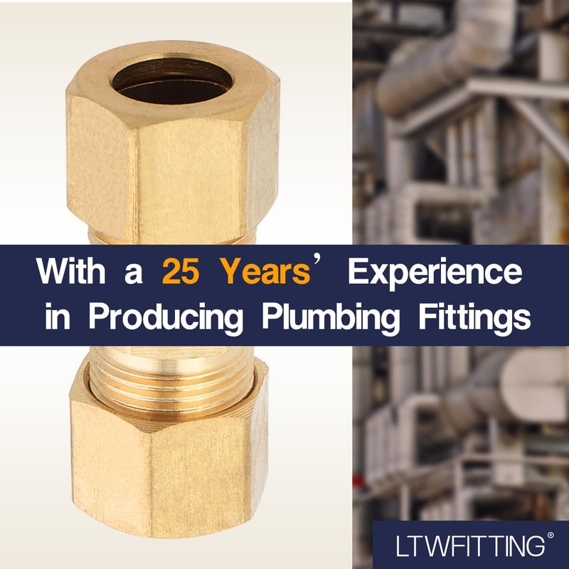 LTWFITTING 3/8-Inch OD Compression Union,Brass Compression Fitting(Pack of 10) - Image 5